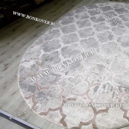 Ковер Турция Современный Дизайн 18 Серый с Бежевым Овал