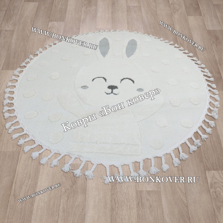 Турецкий Ковер Комфорт Дизайн 30083 Белый Круг